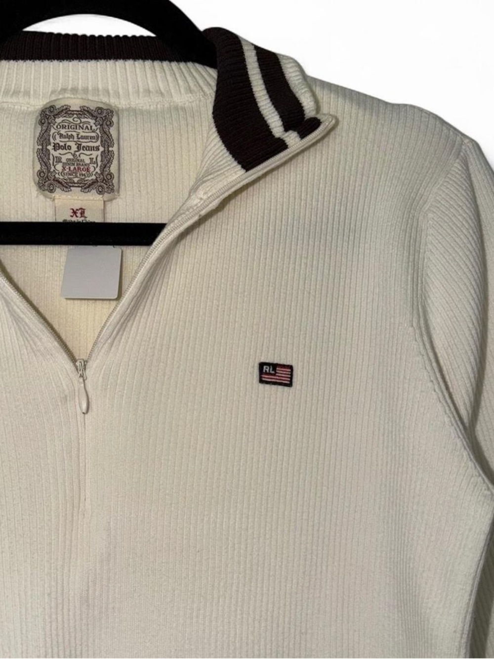 Vintage Y2K Ralph Lauren Polo Jeans women’s quarter zip sweater size XL
